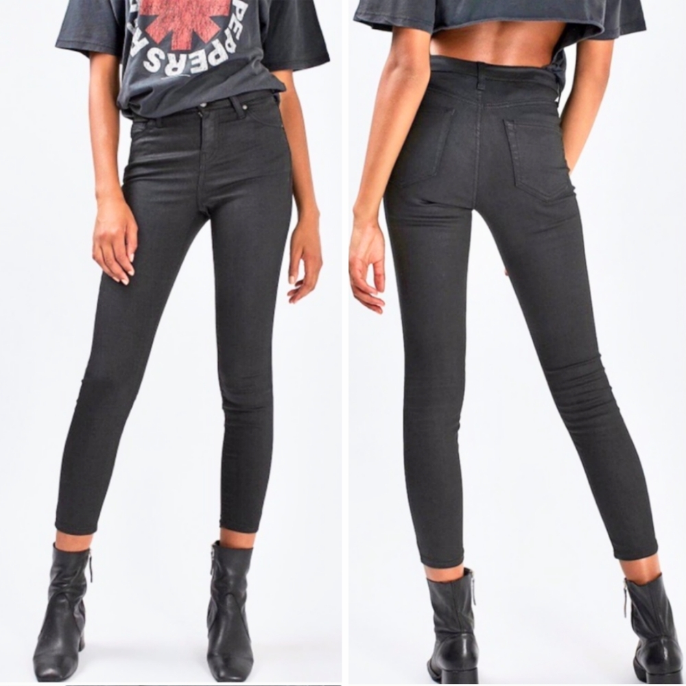 Topshop Moto Coated Jamie Stretch High Waist Jeans